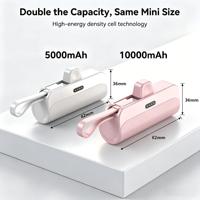 Batterie externe compacte à chargement rapide, directement de l'usine, avec prise Type-C intégrée, cordon de transport, chargeur d'urgence portable, logo personnalisé, vente en gros
