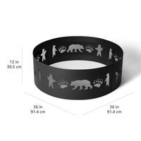 Brasero rond en acier pour extérieur - 36 pouces, motif ours, noir