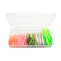 Appâts S'attaquer Doux En Plastique Dur 25 pièces ou 50 pièces De Poisson Mélangé bicolore T QUEUE Leurre De Pêche Ensemble AVEC BOÎTE