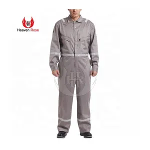 Front Side Long Zip With Gray Reflective Stripes Oil Coverall Worker Overalls And Manufacture Coveralls For Suppliers