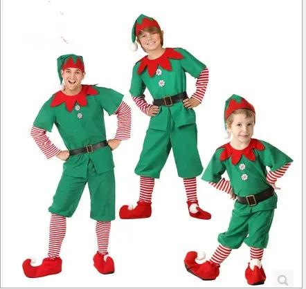 Factory Price Cosplay Christmas Elf Santa Costume Kids Women Dress