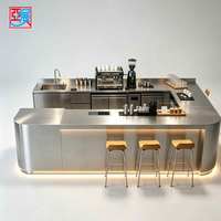 Comptoir de service en acier inoxydable pour café commercial, bar, bistrot