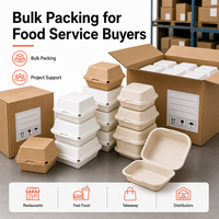 Boîte à burger jetable auto-élevable en papier kraft, carton blanc, bagasse, coque rigide, logo personnalisé, petite/moyenne/grande taille, fabriquée en Chine