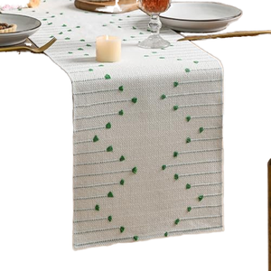 Juego de Manteles Individuales y Caminos de Mesa Personalizables de Poliéster Tejido con Estampado Rústico y Encaje de Ganchillo Estilo Rústico para Hogar y Hotel - Product Image 1