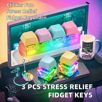MC Wholesale Stress Relief LED Light Mechanical Keycap Keychain Keyboard Keyring Fidget Clicker Decompression Toys