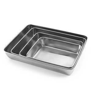 Fabrik Großhandel Outdoor Multifunktion ale Lebensmittel Tablett Rechteckiges Quadrat Servieren Edelstahl Grill platte Set Backblech - Product Image 1
