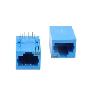 Conector Modular Ethernet 10, conector blindado, PCB, Ethernet, RJ45, 8P8C, color dorado