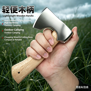 Hacha de mano para cortar madera al aire libre, talar árboles y cortar leña - Juego completo con mango de madera de palisandro y hoja de acero, listo para acampar - Product Image 4