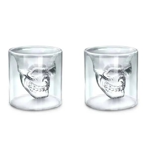 Vaso de Cristal de Doble Pared con Diseño de Calavera para Whisky, Vodka, Cerveza, Vino, Té y Jugo, Ideal para Bares y Clubes - Product Image 1
