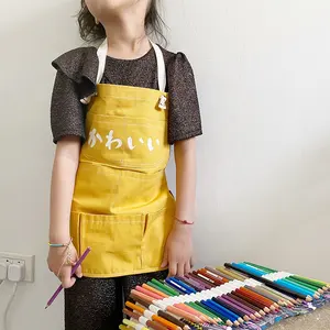 DUOLAI boş çocuk bahçe şef su geçirmez mutfak okul sevimli Mini çocuk boya pamuk boyama pişirme çocuk önlüğü