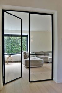 Porte de balcon en fer forgé <span class=keywords><strong>noir</strong></span> français, porte battante en acier et verre - Product Image 3