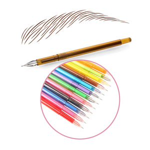 Stylo marqueur jetable en plastique Ravi pour microblading des sourcils/lèvres - Outils de cartographie pour maquillage permanent (12 couleurs, recharge 0,5 mm) - Product Image 1