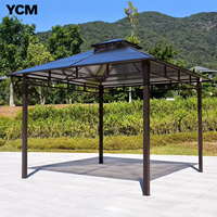 Gazebo moderne polyvalent en aluminium à double toit avec rideaux en filet pour terrasse, jardin et espaces de vie extérieurs