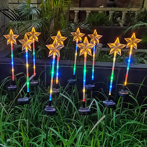 ไฟสวน LED พลังงานแสงอาทิตย์ รูปดาว กันน้ำ สำหรับตกแต่งสนามหญ้า ทางเดิน และสวน ทำจากสแตนเลส - Product Image 4