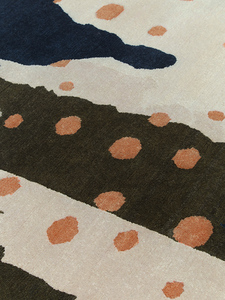 Tapis contemporain moderne abstrait fait main en laine de Nouvelle-Zélande pour salon, chambre, hôtel et bureaux - Product Image 2