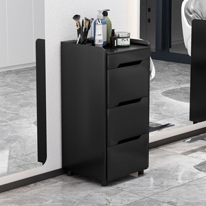 Armoire de rangement grise pour salon, commode à 3 tiroirs, organisateur sur pied pour studio de beauté, salon de coiffure - Product Image 2