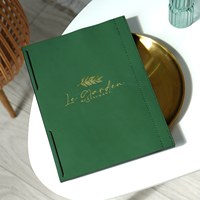 Panneaux de menu personnalisés en similicuir avec bordure en contreplaqué, reliure à feuilles mobiles, logo personnalisé, formats A4/A5/A6 pour usage en restaurant