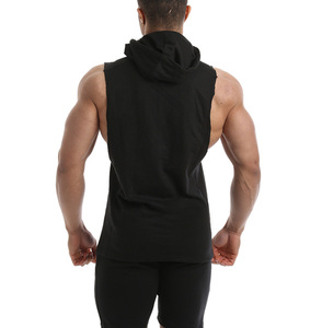 <span class=keywords><strong>Homme</strong></span> noir goutte emmanchures <span class=keywords><strong>sans</strong></span> manches à capuche Éponge coton doux tissu intérieur avec imprimer <span class=keywords><strong>sweat</strong></span> - Product Image 3