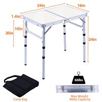 Table de camping pliable en aluminium ultra-compacte, légère, réglable en hauteur, pour l'extérieur, la maison, les pique-niques, les barbecues et les fêtes