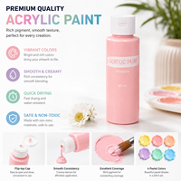 Ensemble de peinture acrylique pastel Macaron, 6 couleurs, 60 ml, emballage en boîte transparente, peinture non toxique pour enfants et étudiants, bricolage scolaire, art et artisanat