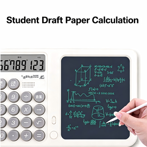 Calculatrice 2 en 1 avec tablette d'écriture LCD, affichage à 12 chiffres, bloc-notes effaçable portable pour étudiants, bureau, école, papeterie - Product Image 2