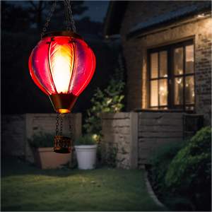 Lanterna <span class=keywords><strong>solare</strong></span> di vetro impermeabile con fiamma tremolante e fonte di luce a LED per <span class=keywords><strong>giardino</strong></span> appesa Design ispirato a mongolfiera - Product Image 6