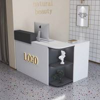 Bureau de réception moderne et durable avec lumière LED Design incurvé unique pour bureau, hôtel, salon de beauté ou centre commercial Fourniture en usine