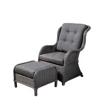 Fauteuil de balcon et terrasse de style campagnard américain avec dossier, chaise longue pour personnes âgées, en rotin, imperméable, résistant aux UV, canapé d'extérieur mobile