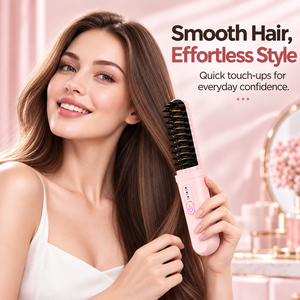 Mini brosse lissante pour cheveux en forme de capsule, peigne de coiffage portable, lissage et bouclage en un seul geste, pour les voyages et la maison - Product Image 4