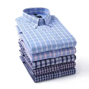 New men's plaid long-sleeved shirt business casual men's custom large size universal shirts