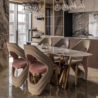 Chaise blanche artistique pour salle à manger de villa, dossier perforé, moderne, exclusive, haut de gamme, luxe, dossier haut, beige