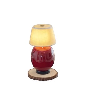 Retro Red Ceramic Desk <b>Lamp</b> Touch Control Rechargeable Cordless <b>LED</b> <b>Light</b> Warm Three Color Nordic Style Bedroom Ambient Lighting - Product Image 4