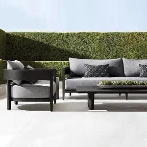 Курортный отель современный уличный набор мебели анти ржавчины металлический алюминиевый садовый диван с журнальным столиком