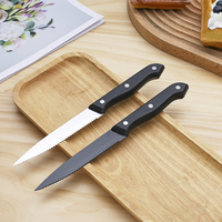 Couteau à steak en acier inoxydable, meilleure vente, ensemble de couteaux à steak en acier inoxydable 420, manche en ABS, couteaux noirs avec conception full-tang