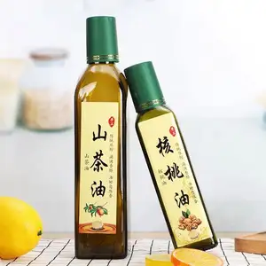 Food Grade Empty Square Amber 0.5L Glass Bottles 250ml 500ml Olive Oil Bottle