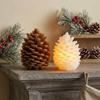 Bougie LED en cire de paraffine sculptée en forme de pomme de pin 3D - Écologique, sans fil, fonctionnant sur piles, pour la décoration de la maison et Noël