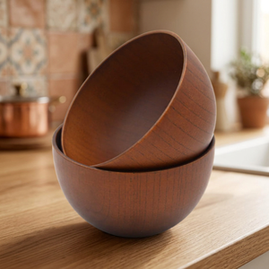 Ensaladera de Madera Ecológica de Primera Calidad, Estilo Vintage, Altamente Duradera, Pulida, para Servir Alimentos en Fiestas, Gran Capacidad (>10L) BS - Product Image 1