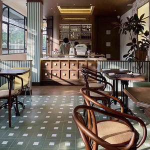 Americana retrò in legno massello <span class=keywords><strong>tavolo</strong></span> quadrato e sedia combinazione caffè ristorante occidentale sedia in legno - Product Image 3