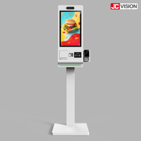 Kiosco de autoservicio con pantalla táctil de 2 pulgadas JCVision para restaurantes, con sistema POS, lector de códigos QR, lector de tarjetas NFC e impresora.