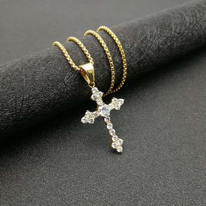 yunnique Cross Pendant Necklace Stainless Steel With Zircon Inlay Unisex Gift Jewelry Geometric Design Pave Setting QF999 - Product Image 4