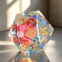 Ensemble de 7 dés polyédriques en verre cristal arc-en-ciel pour RPG, D20 D10 D00 D6 D4 D12, dés en verre gemme pour Dungeons and Dragons
