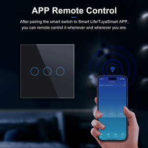 GIRIER Tuya akıllı ev Wifi duvar dokunmatik anahtarı ab hiçbir nötr tel gerekli 1 2 3 Gang akıllı ışık anahtarı - Product Image 3