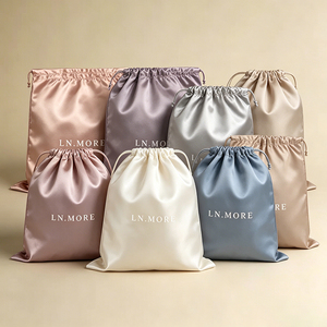 Sac à poussière en satin en gros pour sac à main, pochette de rangement de luxe pour bijoux, emballage personnalisé avec cordon de serrage, petit MOQ 100 pièces - Product Image 2