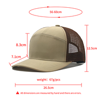 Topi Trucker Jaring Berpanel 7 dengan Logo Bordir Kustom, Patch Kulit Klasik, dan Pinggiran Datar Terstruktur