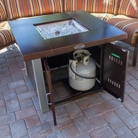 38 pouces (environ) Table de foyer extérieur au propane de 96,5 cm avec foyer transparent et finition bicolore
