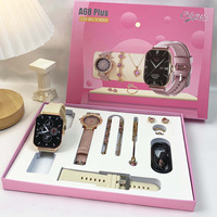 Montre connectée A58 Plus S01687 pour femmes, ensemble de bijoux sertis de diamants, 8-en-1, Bluetooth, sport, autonomie de 5 jours