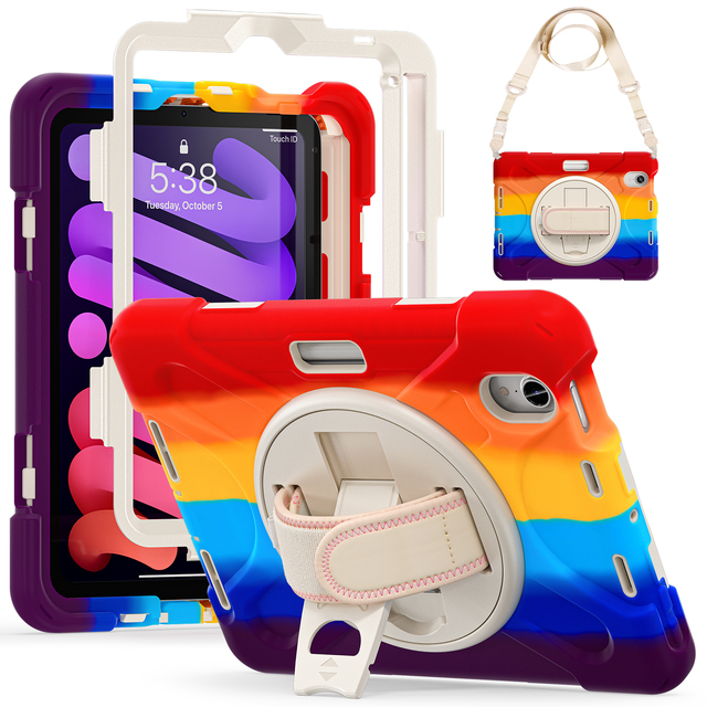 Tablet Silicone PC 360 Rotating Armor Case for iPad Mini 6/ Mini 7 A17 Pro Pen Slot Stand Back Shell Cover