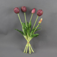 Bunga Tulip PVC Lembut Berkualitas Tinggi Grosir, Buket Bunga Tiruan Sentuhan Asli 40cm, Bunga Meja Putih Buatan
