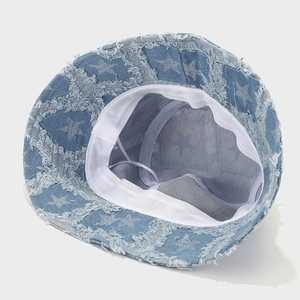 Chapeau Bob en Jean Tendance pour Femme avec Bords Effilochés et Motif Étoile – Idéal pour l'Été et les Voyages en Extérieur - Product Image 4