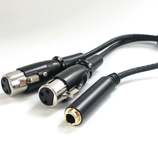 6.35mm 1/4" TRS Female to Dual XLR Female Y Splitter Cable 1/4 Inch Stereo to Dual XLR Mono Audio Adapter for Mixer Speaker